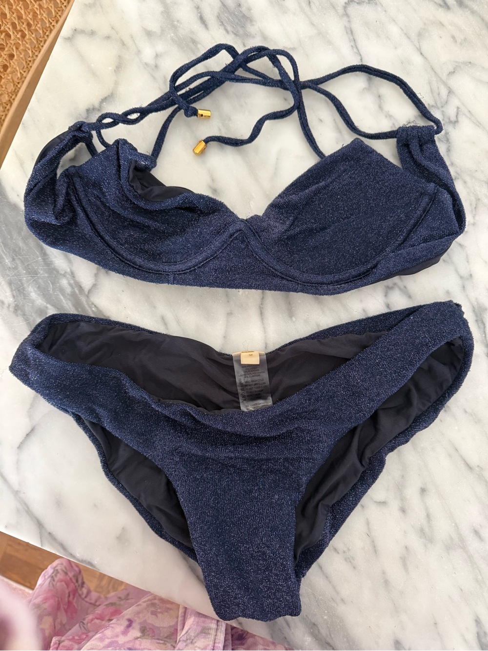 PilyQ Shimmer Navy Blue Women's Bikini Set